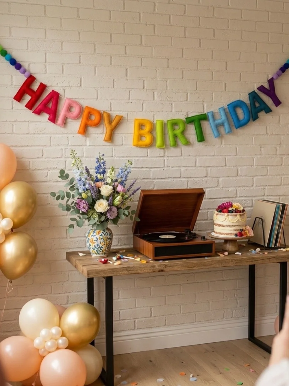 NWT Rainbow Felt Happy Birthday Banner